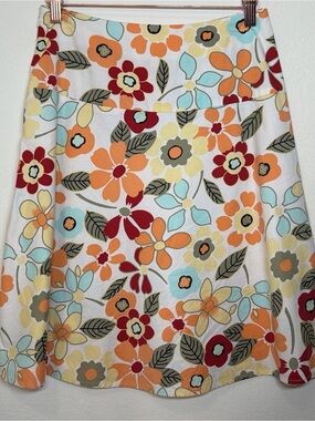 Lily floral print A-line skirt orange, size PS.